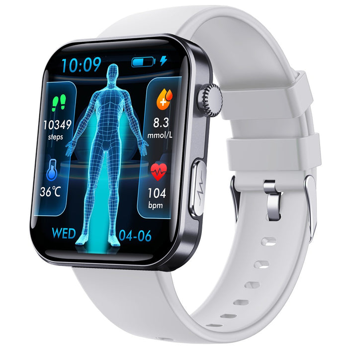 Reloj inteligente F300, monitorización de electrocardiograma ECG, alarma de caída SOS, reloj de glucosa en sangre y presión arterial, informe HRV