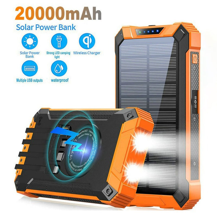 eThings Wireless charging solar power bank 20000 mAh large capacity mobile phone outdoor power bank - eZthings USA WE SORT ALL THE CRAZIEST GADGETS, GIZMOS, TOYS & TECHNOLOGY, SO YOU DON'T HAVE TO.