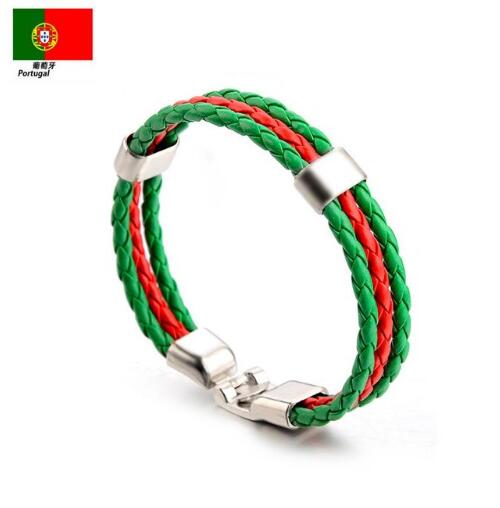 National Flag Leather Bracelets Sports Football Fans Jewelry