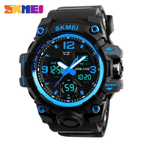 New Fashion Men Sports Watches SKMEI 1155B（2） Men Quartz Analog LED Digital Clock Man Military Waterproof Watch Relogio Masculino 1155B