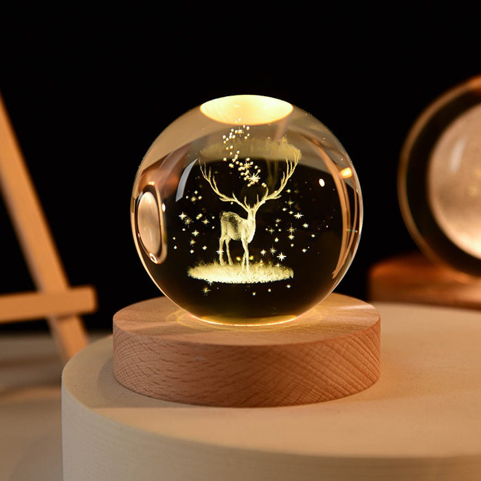 Starry Sky Astronaut White Crystal Ball Glow 3D Sculpture Night Light Customized Desktop Decoration