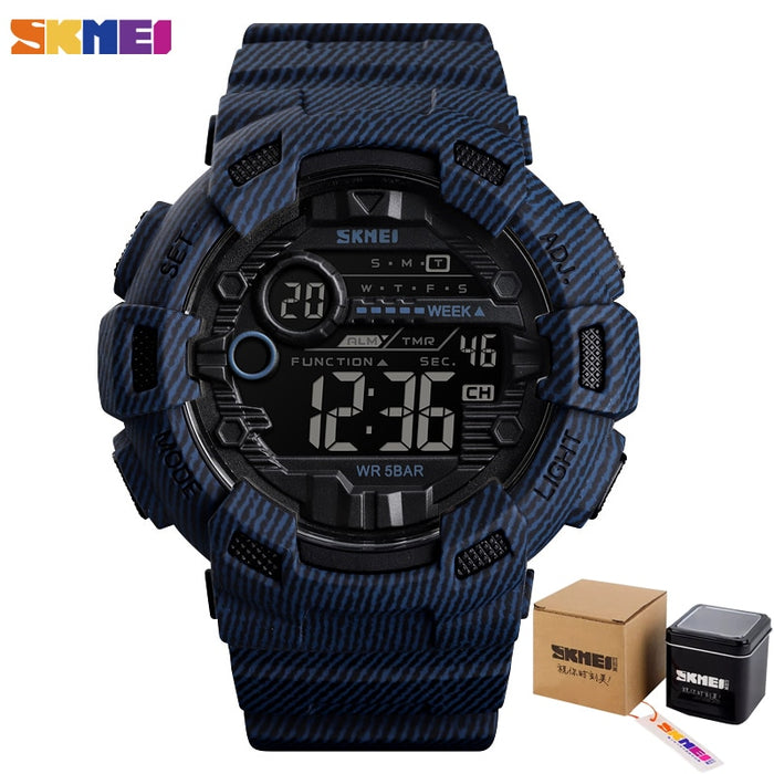 Reloj deportivo SKMEI 1472 a la moda, reloj despertador para hombre, reloj vaquero resistente al agua con pantalla semanal, relojes para hombre, reloj Digital vaquero, reloj masculino