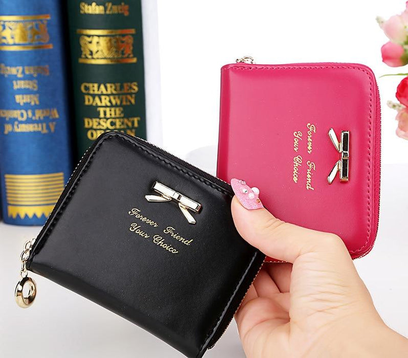 Nuevo diseño de moda, carcasa para monedas para mujer, billetera bonita y plegable, Mini cremallera corta alrededor del bolso, monedero de cuero PU de buena calidad