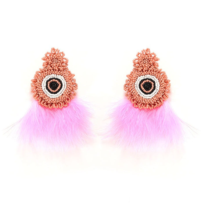 Handmade Mizhu Devil's Eye Long Tassel Earrings