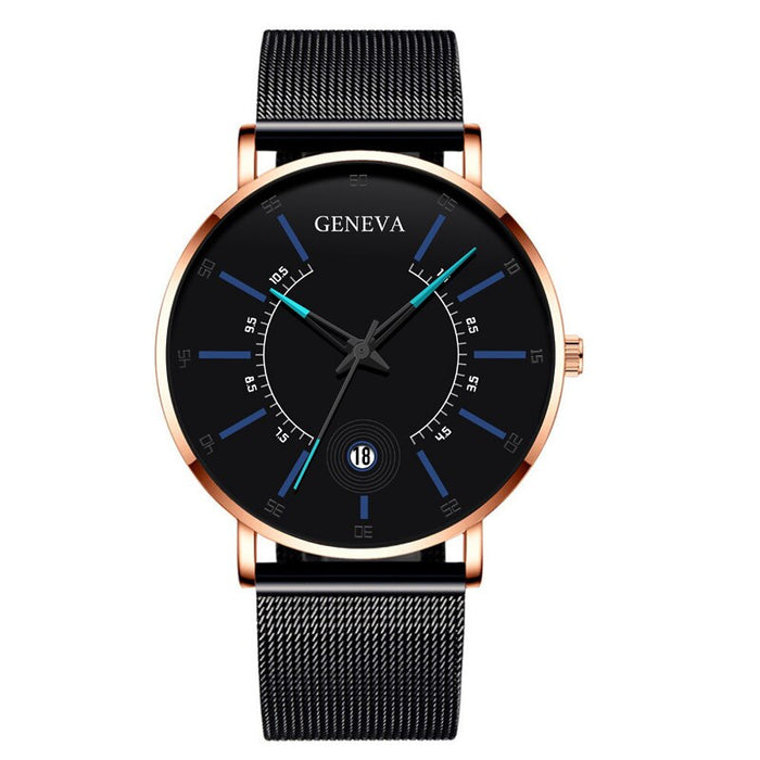 Relojes para hombre, reloj de negocios de lujo a la moda para hombre, reloj de pulsera de cuarzo con correa de malla de acero inoxidable ultrafino, reloj para hombre