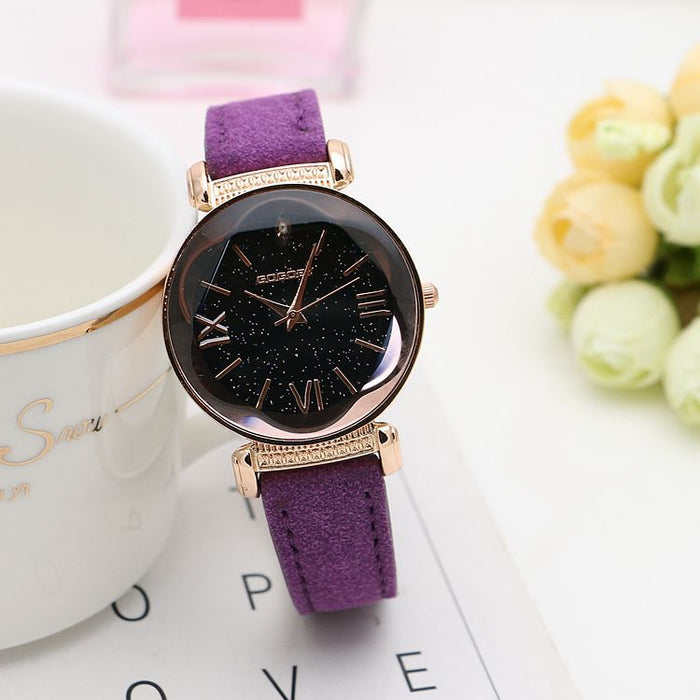 Gogoey marca oro rosa relojes de cuero mujeres señoras vestido casual reloj de pulsera de cuarzo reloj mujer go4417 