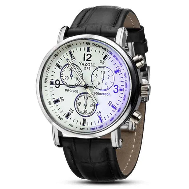 Relojes de cuarzo analógicos para hombre de cuero sintético a la moda, reloj de pulsera para hombre con Rayo Azul, relojes para hombre, reloj informal de lujo de primera marca 