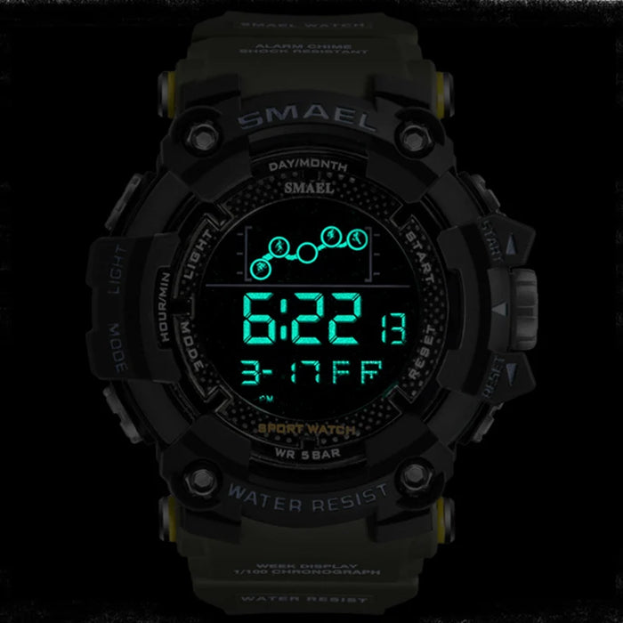 Reloj para hombre militar resistente al agua SMAEL reloj deportivo ejército led cronómetros de muñeca digitales para hombre 1802 relogio masculino Relojes 