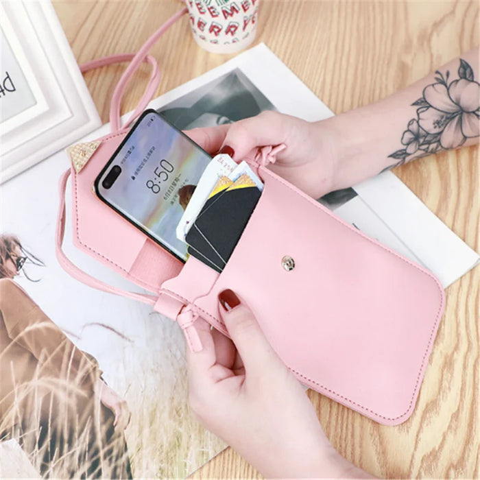 Women's crossbody bag Pu leather touch screen mobile wallet female retro student buckle shoulder bag purses and handbags torebka