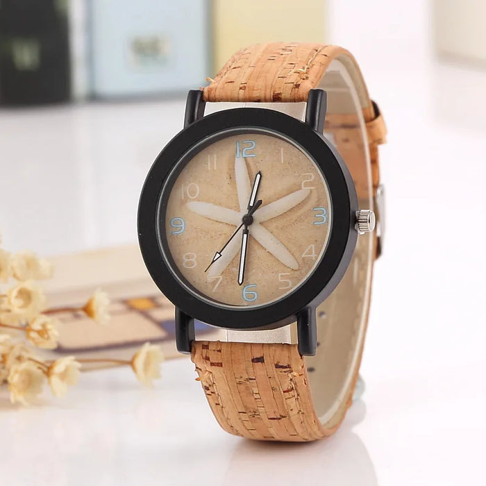 Nueva flor, reloj de cuero de grano de madera con superficie, reloj deportivo de cuarzo para hombre, reloj de pulsera de alta calidad a la moda para hombre y mujer 