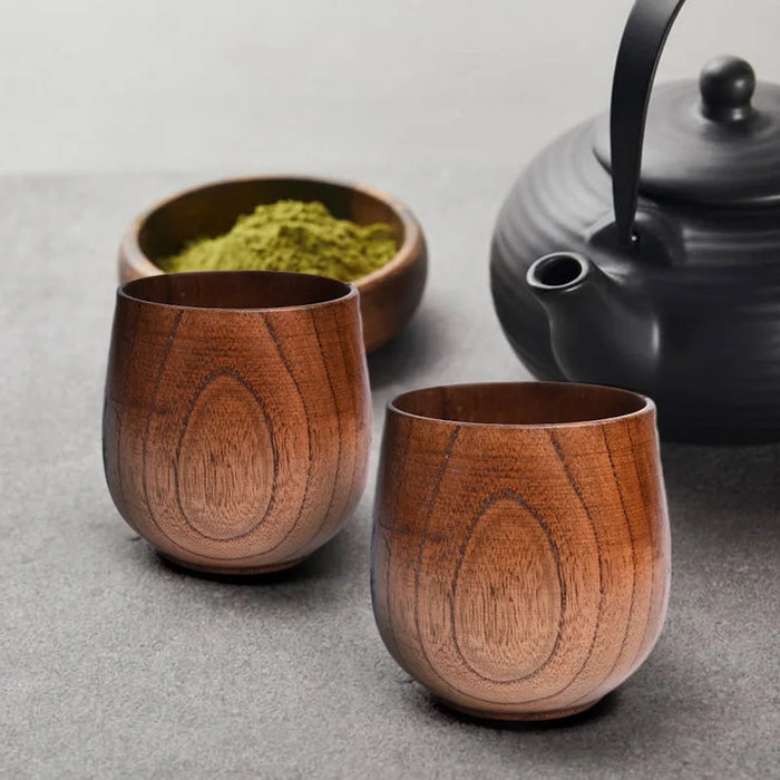 Tazas de madera de gran barriga Tazas de madera de abeto natural hechas a mano 