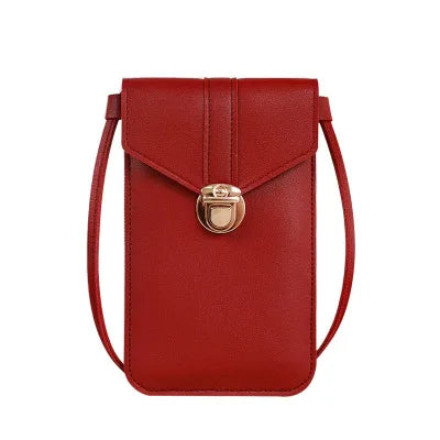 Women's crossbody bag Pu leather touch screen mobile wallet female retro student buckle shoulder bag purses and handbags torebka