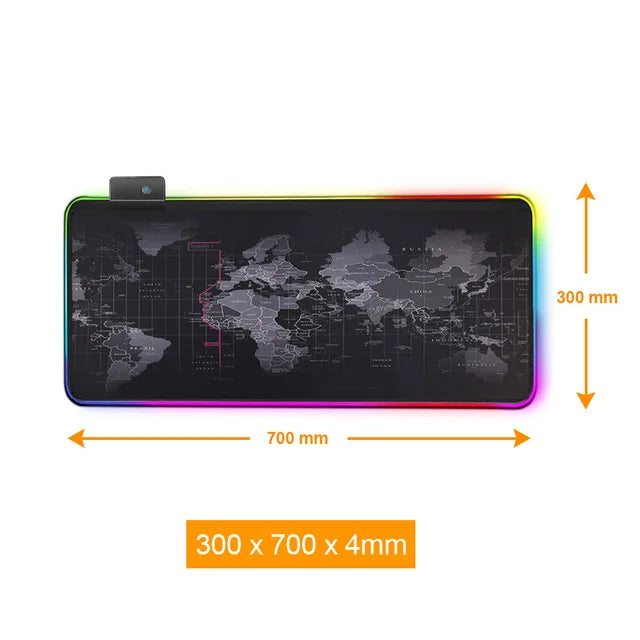 Alfombrilla de ratón para juegos, alfombrilla de ratón grande para ordenador, mapa del mundo RGB, alfombra grande para ratón, alfombrilla RGB para escritorio de PC 