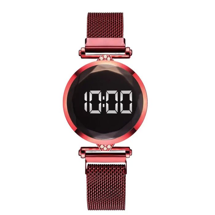 Relojes magnéticos digitales de lujo para mujer, vestido de acero inoxidable de oro rosa, reloj LED de cuarzo, reloj femenino, envío directo 