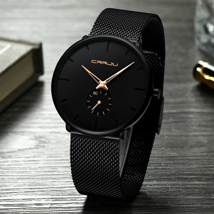 Relojes de moda para hombre, relojes de cuarzo de lujo de primeras marcas, reloj de acero de malla delgada informal para hombre 