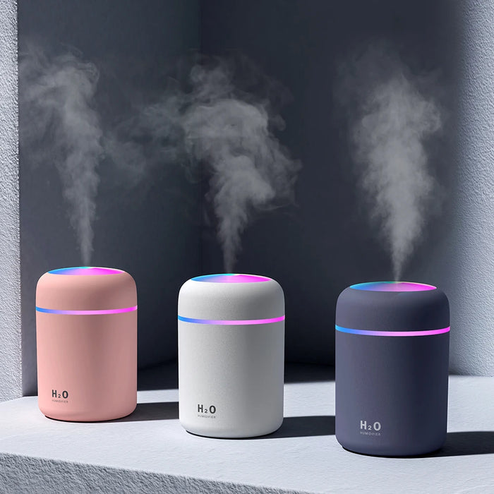 Humidificador portátil de 300ml, difusor de Aroma ultrasónico con taza deslumbrante, máquina de niebla, purificador de aire con luz romántica 