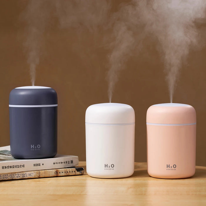 Humidificador portátil de 300ml, difusor de Aroma ultrasónico con taza deslumbrante, máquina de niebla, purificador de aire con luz romántica 