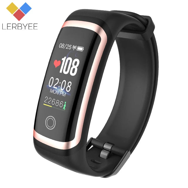 eThings Lerbyee Fitness Tracker M4 Impermeable IP67 Pulsera inteligente de presión arterial Bluetooth Recordatorio de llamadas Pulsera deportiva para iOS Android