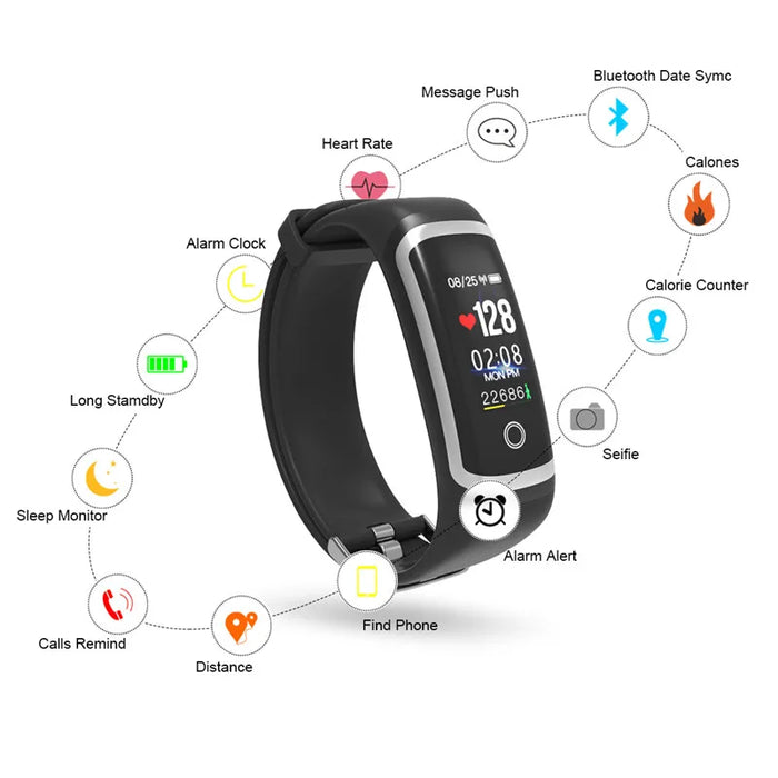 eThings Lerbyee Fitness Tracker M4 Impermeable IP67 Pulsera inteligente de presión arterial Bluetooth Recordatorio de llamadas Pulsera deportiva para iOS Android