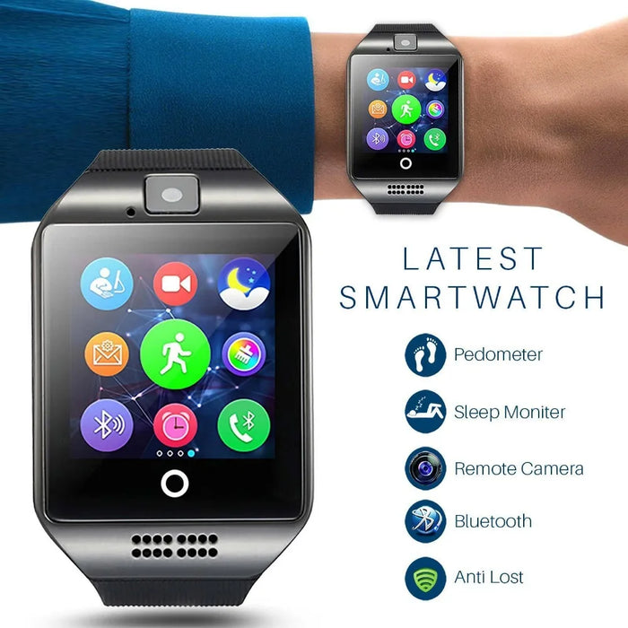 eThings  Bluetooth Smart Watch Q18 With Camera Facebook Whatsapp Twitter Sync SMS Smartwatch Support SIM TF Card For IOS Android