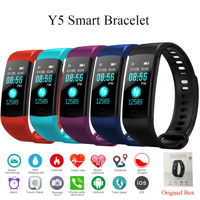 EThings Y5 banda inteligente rastreador de ritmo cardíaco rastreador de Fitness Y5 pulsera inteligente pulsera inteligente resistente al agua reloj inteligente para hombres