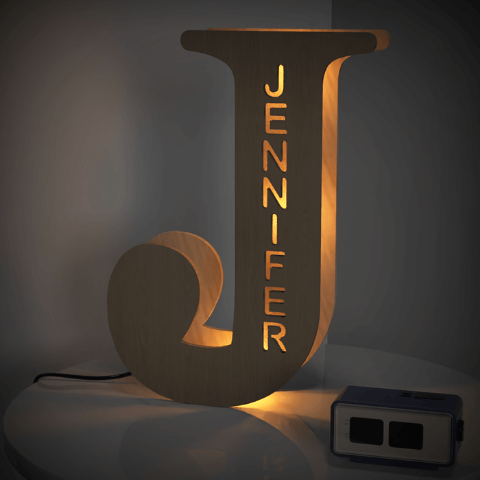 Personalised Wooden Letter Lamp Custom Name Alphabet Night Lights 19CM