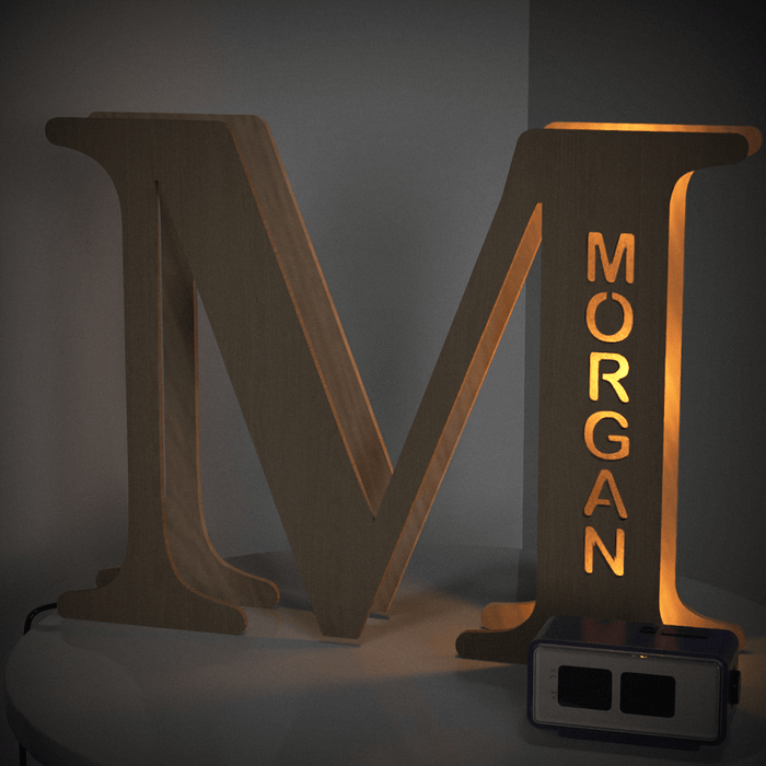 Lámpara de letras de madera personalizada, nombre personalizado, luces nocturnas del alfabeto, 19CM