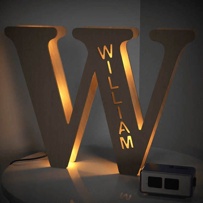 Personalised Wooden Letter Lamp Custom Name Alphabet Night Lights 19CM