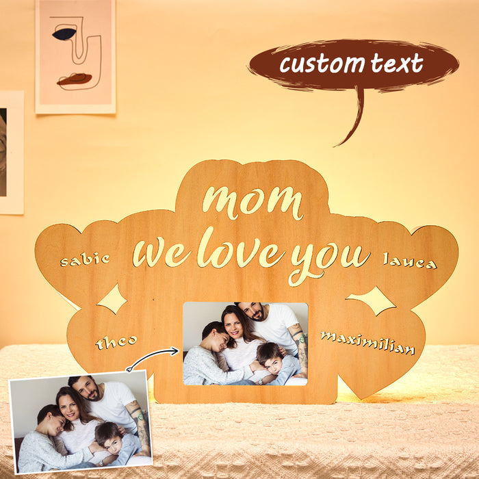 Custom Engraved Name Night Lamp Photo Frame Night Light for Mom