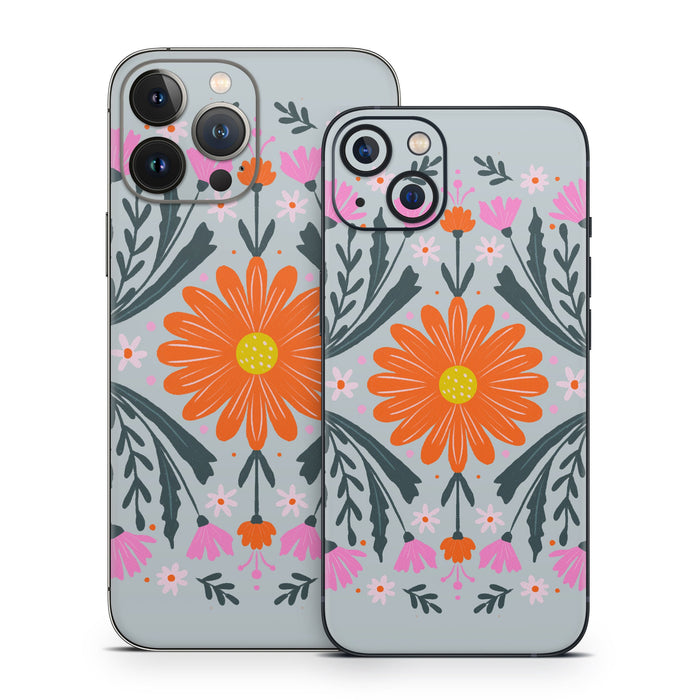 Pink and Orange Flowers - Apple iPhone 13 Skin