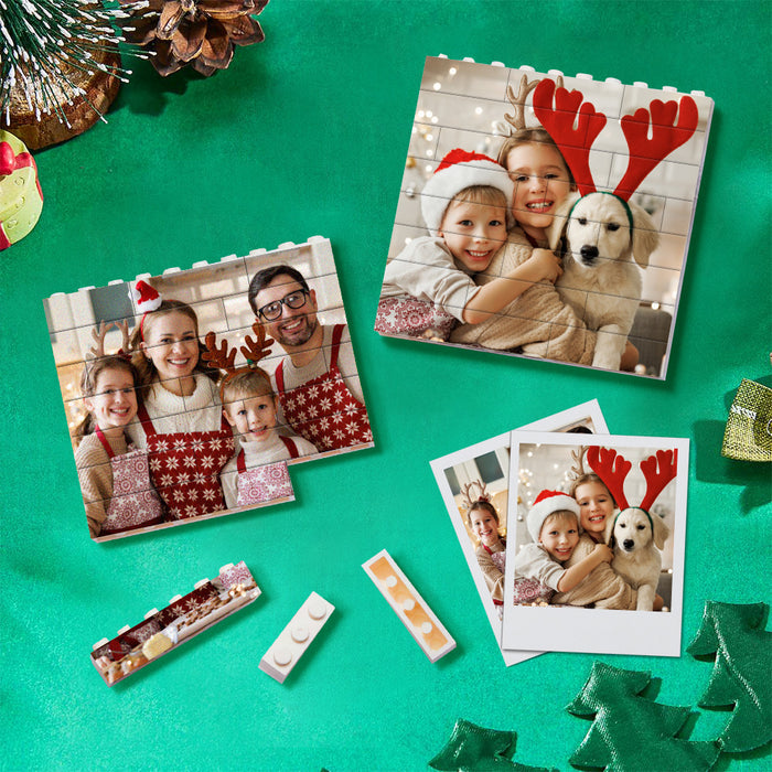 Personalized Building Brick Puzzle Photo Block Christmas Ornament