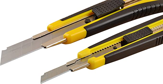 Heavy Duty 9mm Snap Off Blades Box Cutters Set for Cutting Materials: Wallpaper, Vinyl, Leather, Shrink-wrap (Auto-Lock Utility Knife Set + Blades) - eZthings USA WE SORT ALL THE CRAZIEST GADGETS, GIZMOS, TOYS & TECHNOLOGY, SO YOU DON'T HAVE TO.