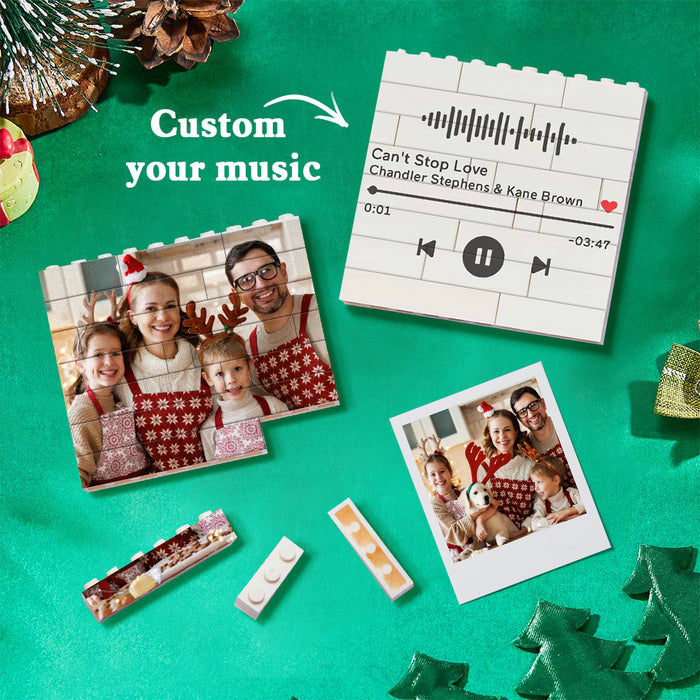 Personalized Building Brick Puzzle Photo Block Christmas Ornament