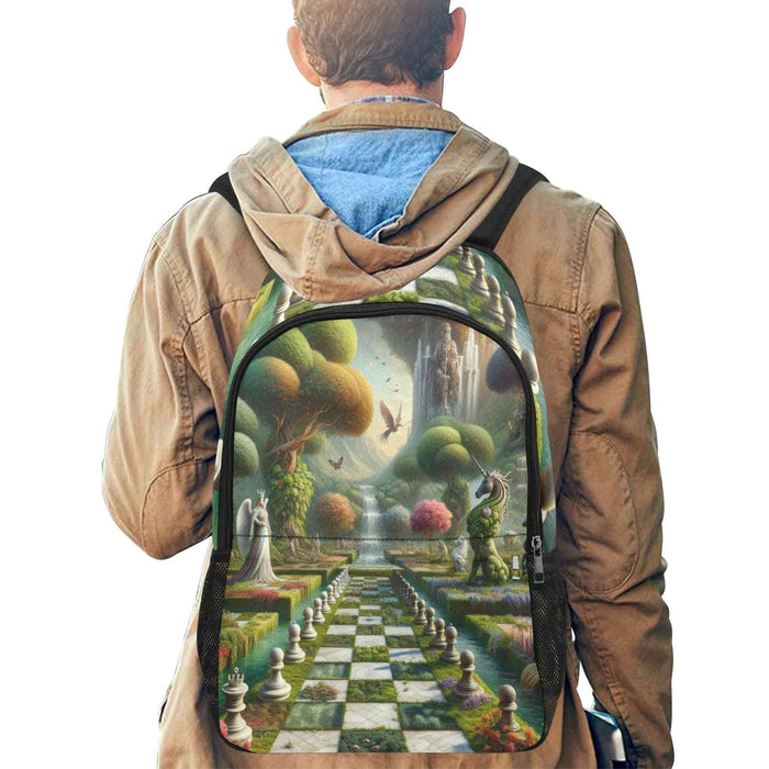 The sophistication of the Garden of Chess Fan Club Fabric Backpack with Side Mesh Pockets (1659)
