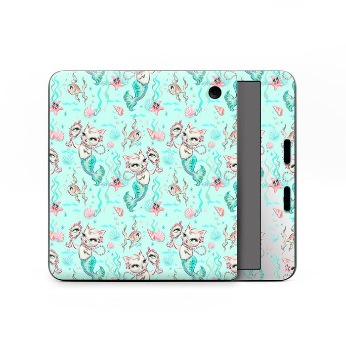 Merkittens with Pearls Aqua - Kobo Libra Colour Skin