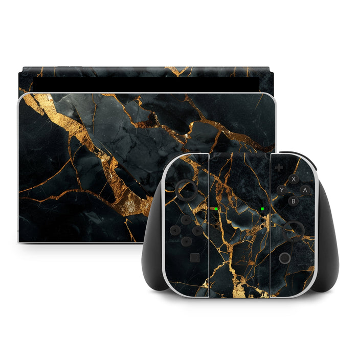 Repaired Black Marble - Nintendo Switch Skin