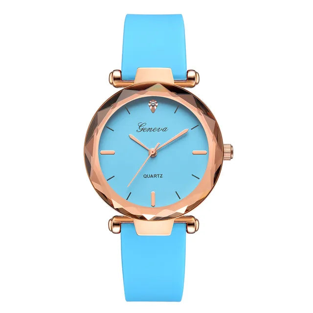 Relojes de pulsera para mujer, Relojes de pulsera a la moda para mujer, reloj redondo de cristal con correa de silicona, Relojes de pulsera para mujer 