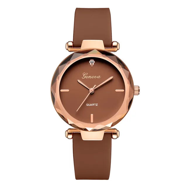 Relojes de pulsera para mujer, Relojes de pulsera a la moda para mujer, reloj redondo de cristal con correa de silicona, Relojes de pulsera para mujer 