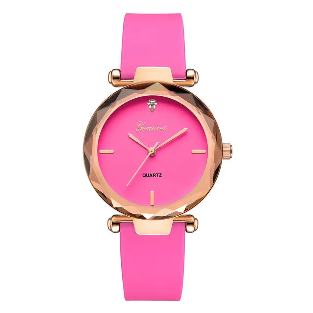 Relojes de pulsera para mujer, Relojes de pulsera a la moda para mujer, reloj redondo de cristal con correa de silicona, Relojes de pulsera para mujer 