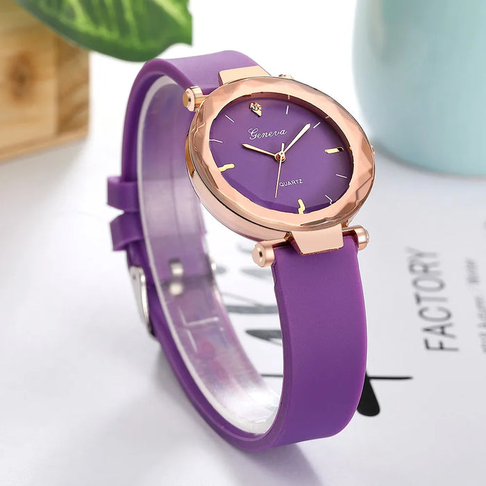 Relojes de pulsera para mujer, Relojes de pulsera a la moda para mujer, reloj redondo de cristal con correa de silicona, Relojes de pulsera para mujer 