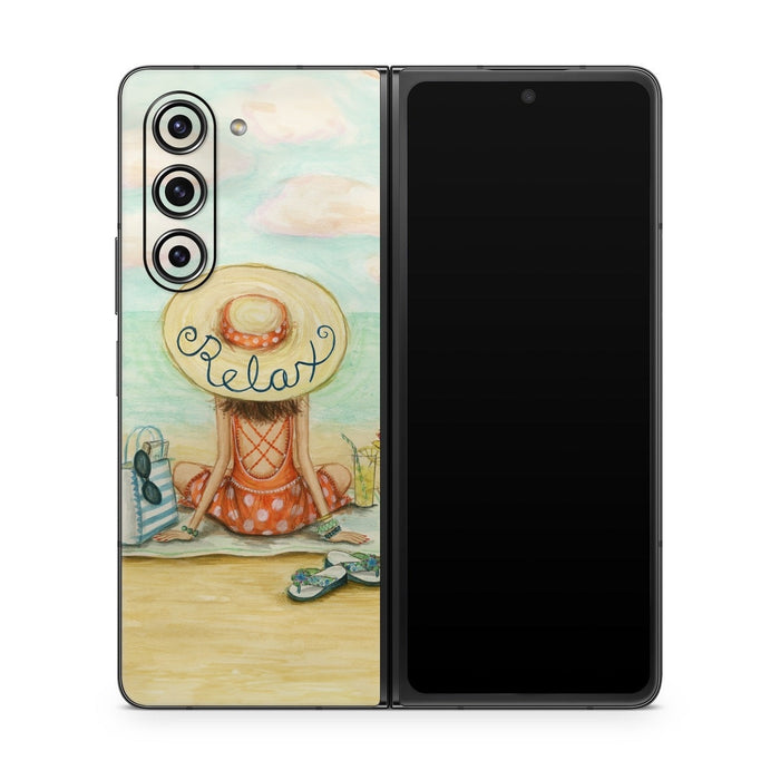 Relaxing on Beach - Samsung Galaxy Z Fold5 Skin