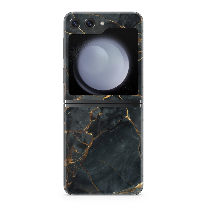 Repaired Black Marble - Samsung Galaxy Z Flip5 Skin
