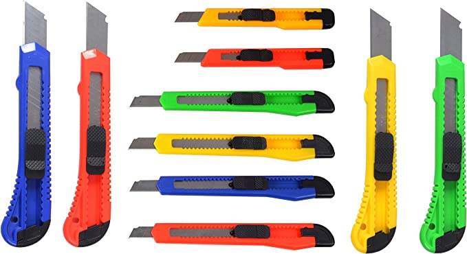 10 Heavy Duty Box Cutters Openers Utility Knives with Snap Off Blades (Variety Knife Set) - eZthings USA WE SORT ALL THE CRAZIEST GADGETS, GIZMOS, TOYS & TECHNOLOGY, SO YOU DON'T HAVE TO.