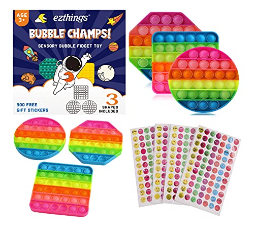 eZthings Heavy Duty Stress Relief Sensory Toy - Push Bubble Popper Champs Fidget Toys for Kids and Adults (Rainbow) - eZthings USA WE SORT ALL THE CRAZIEST GADGETS, GIZMOS, TOYS & TECHNOLOGY, SO YOU DON'T HAVE TO.