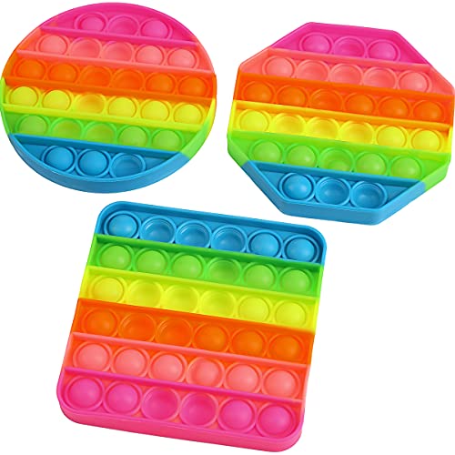.com: 3 Packs Pop Fidget Toys, Rainbow Push Bubble Fidget Sensory  Toy, Stress Relief and Anti-Anxiety Tools, Funny Games for Kids and Adults  : Toys & Games