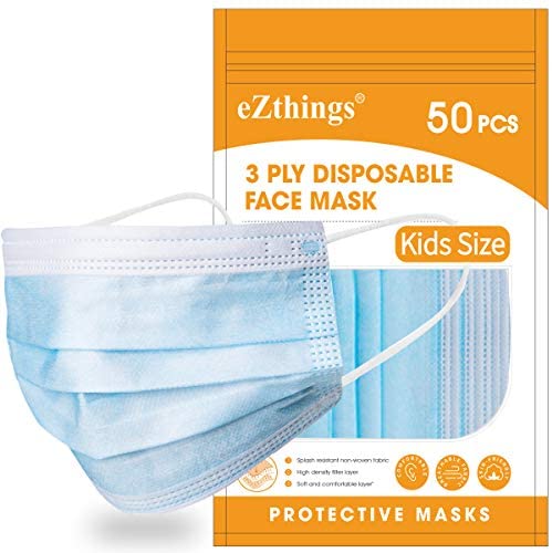 eZthings Children's Disposable Face Mask for Personal Protective Safety (50 Kids Masks) - eThings USA Priority COVID 19 Supplies - Opening Up America Again