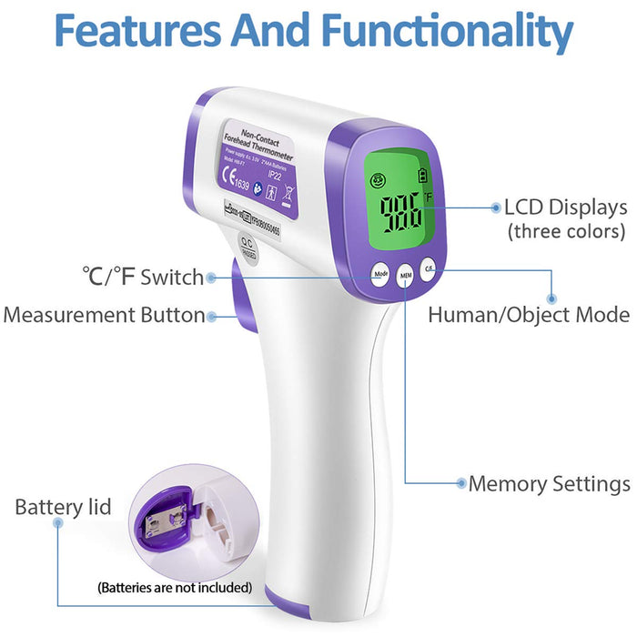 Heavy Duty Thermometer Infrared Forehead High Caliber Sensor No Contact with LCD Display for Medical Offices, Hospitals - eThings USA Priority COVID 19 Supplies - Opening Up America Again