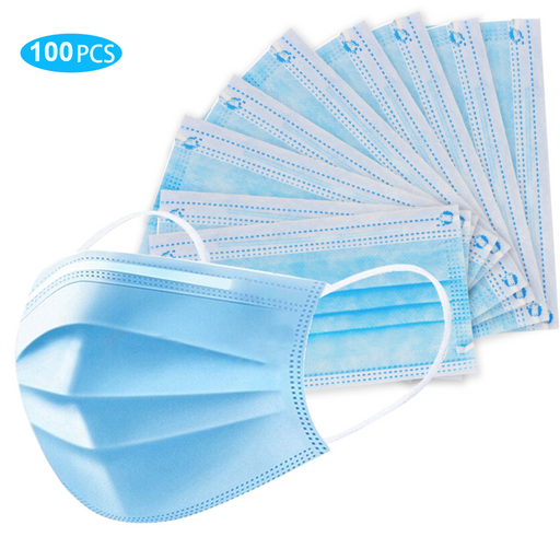 Disposable 3-Layer Protective Earloop Face Masks  - 100 PCS - eThings USA Priority COVID 19 Supplies - Opening Up America Again